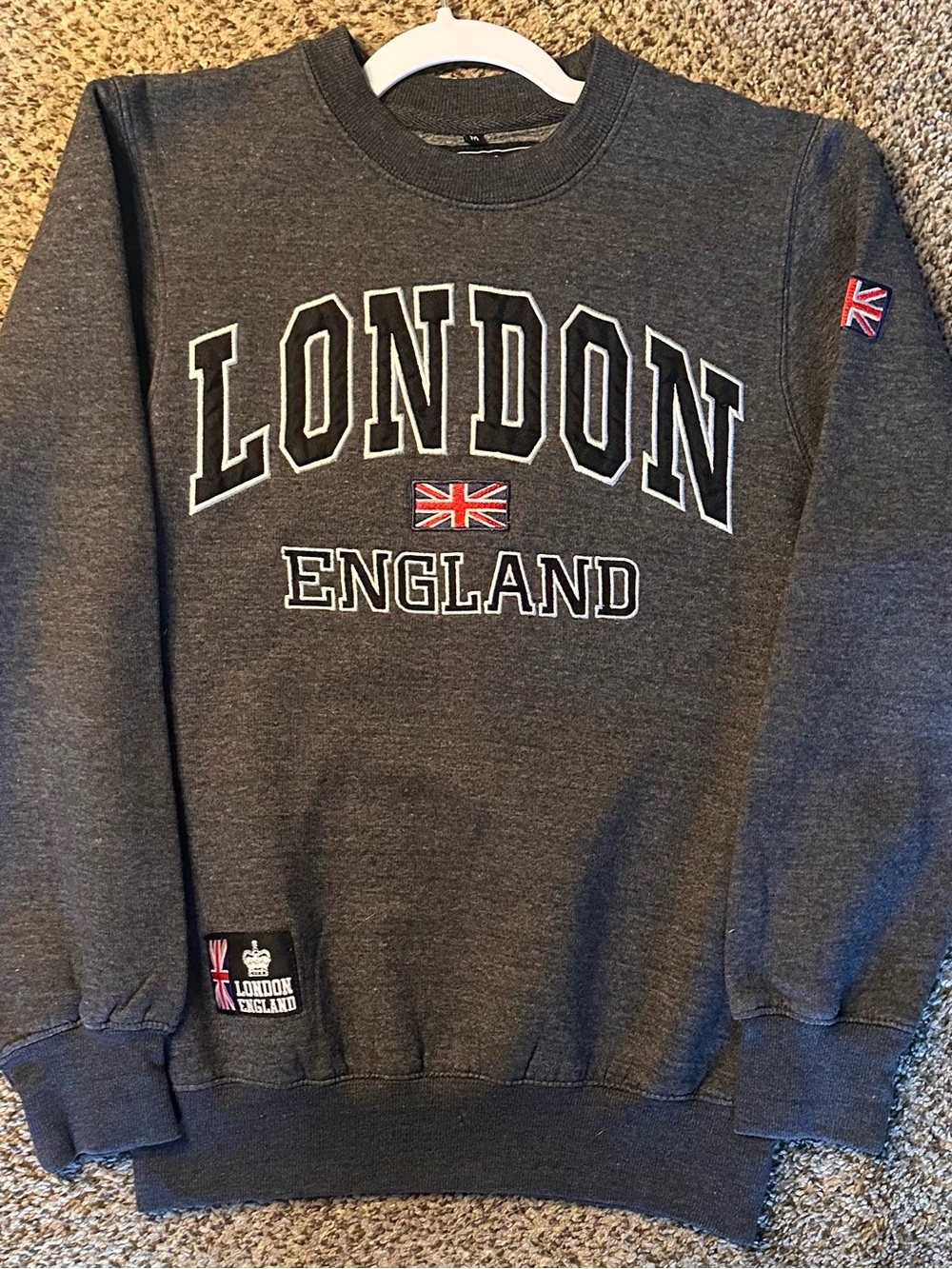 Men's Charcoal London England Crewneck Sweatshirt